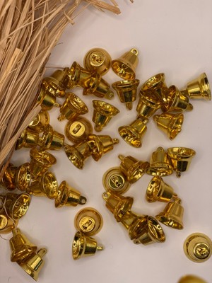 Seçilir Altın Renkli 50 Adet 2,5 cm Metal Jingle Bells Düz Çan Zil Yılbaşı Parti Süslemesi Için Mini Çan