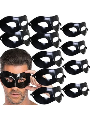 Feyza Design Düz Renk Siyah Plastik Balon Maskesi, 12 Adet, Eğlence ve Partiler Için