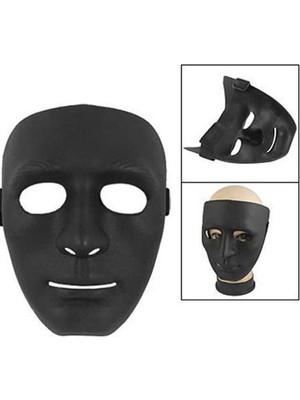 Feyza Design 3D Tasarımlı Halloween Siyah Plastik Maske, Arkadan Lastikli, Korkusuz Şıklık