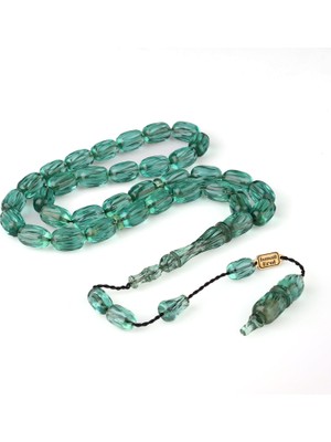 Kalem Işlemeli Sistemli Su Yeşili Renk Ateş Kehribar Tesbih