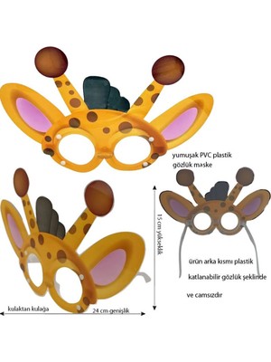 Feyza Design Çocuklar Için Renkli Pvc Zürafa Hayvan Maskesi, Eğlenceli ve Güzel Görünüm