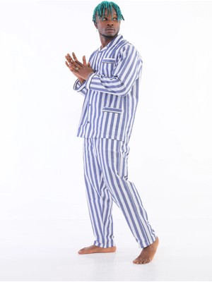 Moda Şahsenem Kocabey 4007 Uzun Kol Çizgili Gaffur Erkek Pijama Takım