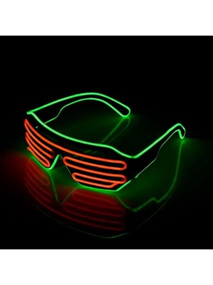 Feyza Design LED Işıklı Gözlük Neon Parlayan Noel ve Parti Brili, Yanıp Sönen Işık