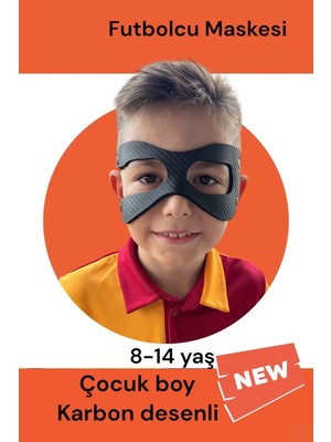 Feyza Design Karbon Desenli Çocuk Boy Futbolcu Temalı Maske, Renkli ve Eğlenceli Tasarım