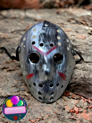 Feyza Design 13. Cuma Jason Maskesi Tam Yüz Hokey Maskesi Siyahımsı Gri