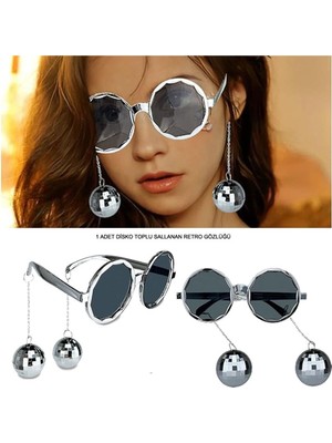 Feyza Design Retro Disko Topu Gözlük, Gümüş Renk, Parti ve Eğlence Için Perfect!