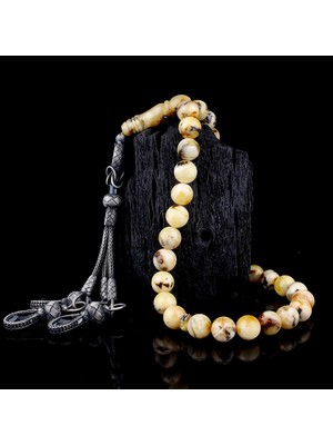 Kazaz Gümüş Püsküllü Küre Kesim Damla Kehribar Tesbih