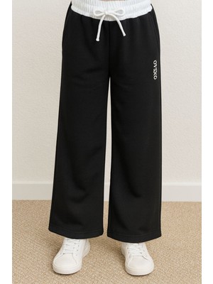 Noble Kids Boru Paça Siyah Eşofman Altı – Double Face Kumaş, Kız Çocuk, 13–16 Yaş