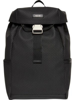 Calvin Klein Erkek Siyah Calvin Klein Embossed Woven Flap Backpack Erkek Siyah Sırt Çanta