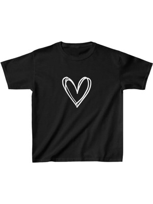 Giyim Center Çocuk Kız Baskılı T-Shirt - Siyah