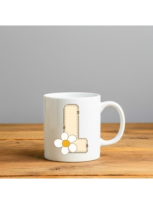 Finka Dekor Papatya L Harfi Tasarımlı-Kişiye Özel Seramik Kupa