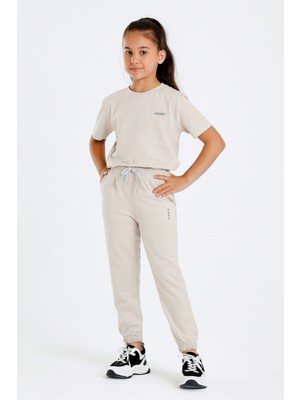 Noble Kids Neon Baskılı Açık Kahve Jogger Eşofman Altı – Kız Çocuk, 12–16 Yaş