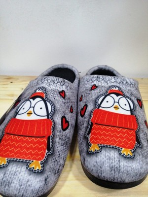 Gezer Yeni Sezon Rahat Taban Pamuklu Özel Kumaşlı Penguen Desenli Kadın Kışlık Ev Terliği