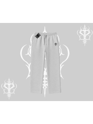 Beyaz Baggy Eşofman Altı Özel Logolu