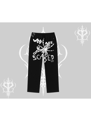 Beyaz Baggy Eşofman Altı Why Are U Scared