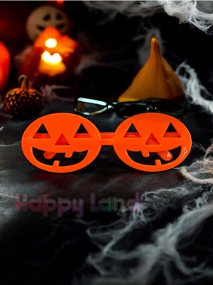 Feyza Design Turuncu Halloween Bal Kabağı Gözlük, Eğlenceli Cadılar Bayramı Aksesuarı