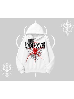 Beyaz Kapşonlu Sweatshirt Spider Undercover