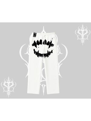 Beyaz Baggy Eşofman Altı Vampir Dış