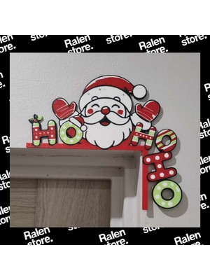 Ralen Dekoratif Yılbaşı Kapı Kenarı Süsü – Noel Baba Figürlü Ho Ho Ho Duvar Dekoru