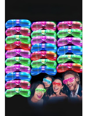 Feyza Design Renkli LED Işıklı Parti Gözlüğü, 12 Adet, Eğlenceli ve Parlak Tasarım