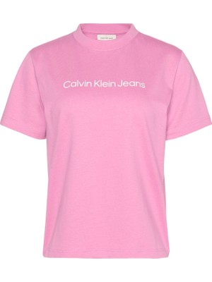Calvin Klein Kadın Pembe Calvin Klein A- Inst Logo Classıc Tee Ss Kadın Pembe T-Shirt