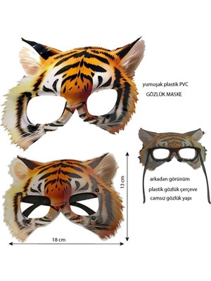 Feyza Design Renkli Pvc Kaplan Hayvan Gözlüğü Çocuklar Için Eğlenceli Maske