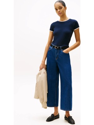 Tommy Hilfiger Kadın Lacivert Tommy Hilfiger Contrast Rınger Tee Kadın Lacivert T-Shirt