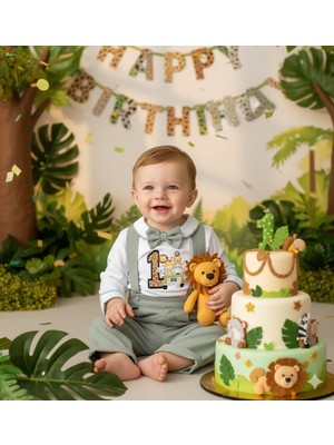 Udoras Tekstil 1 Arabalı  Safari Baskılı Salopet TakımKüf Yeşili