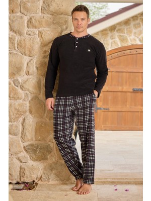 Pijamoni Erkek Düğme Yaka Kışlık Polar Pijama Takımı 6100/17- 1 Adet
