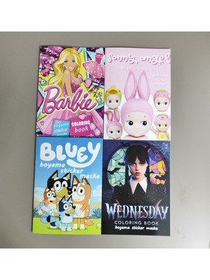 Ada Çanta Kırtasiye 4 Adet Stickerli Boyama Kitabı (Sonny Angel/barbi/bluey/wednesday) AD555915