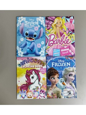 Ada Çanta Kırtasiye 4 Adet Stickerli Boyama Kitabı (Stitch/barbi/frozen/unicorns) AD555970