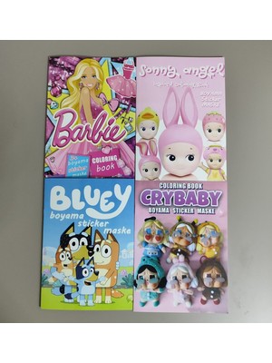 Ada Çanta Kırtasiye 4 Adet Stickerli Boyama Kitabı (Sonny Angel/barbi/bluey/crybaby) AD555920