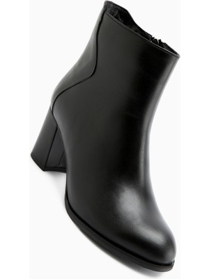 Limoya Eliza Hakiki Deri Siyah Topuklu Kadın Bot