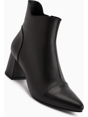 Limoya Helia Hakiki Deri Siyah Topuklu Kadın Bot