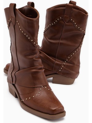 Limoya Joli Taba Western Kovboy Kadın Bot