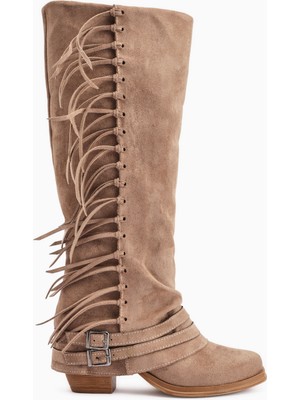 Limoya Rozin Vizon Süet Bohem Kadın Çizme