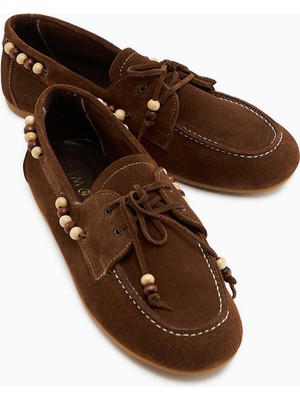 Limoya Liah Hakiki Deri Kahve Kadın Loafer Ayakkabı