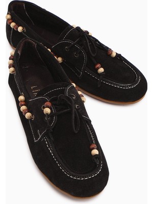 Limoya Liah Hakiki Deri Siyah Kadın Loafer Ayakkabı