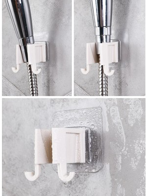 Duş Başlığı Askısı -Yapışkanlı 2 Kademeli Çift Askılı Lif Tutucu