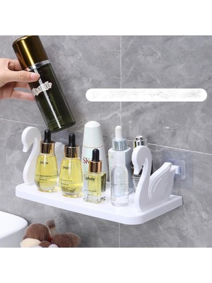 Kuğu Raf Baharatlık -Makyaj Malzeme Rafı Kendinden Yapışkanlı Banyo Mutfak Organizer