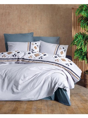 Seçkin Trend Puff Nakışlı Ranforce Çift Kişilik Nev Takımı Stesso Mavi