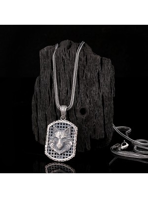 925 Ayar Gümüş Kurt Motifli Unisex Model Kolye