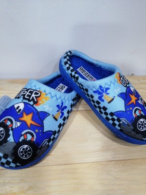 Gezer Yeni Sezon Kışlık Araba Desenli Pamuklu Rahat Taban Erkek Çocuk Ev Terliği