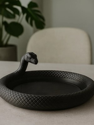 Yılan Desenli Yuvarlak Takı Tepsisi Masaüstü Organizeri