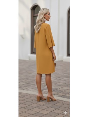 Nake Butik Kadın Siyah Salaş Kesim Diz Boyu Elbise