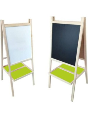 Feyza Design Çift Taraflı Ahşap Yazı Tahtası 48X110 Tebeşir Kalem Silgi Hediye
