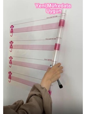 Çizgili Müfredat Klavuz Tahtası 56X100 Cm, Doldurulabilir ve Silgili Kalem Hediye
