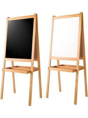 Feyza Design Çift Taraflı Ahşap Çocuk Yazı Tahtası, Kalem, Silgi ve Tebeşir Hediyeli