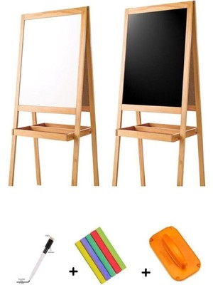 Feyza Design Çift Taraflı Ahşap Çocuk Yazı Tahtası Kalem ve Silgi Hediyeli