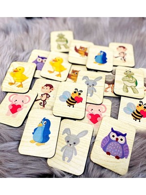 Anadolu Box Sevimli Hayvanlar Hafıza Eşleştirme Oyunu Ahşap Eğitici Puzzle Oyuncak